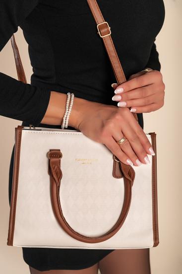 Handbag in two-colour combination, white
