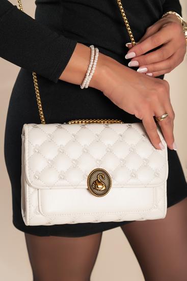 Small bag with quilted detail, white