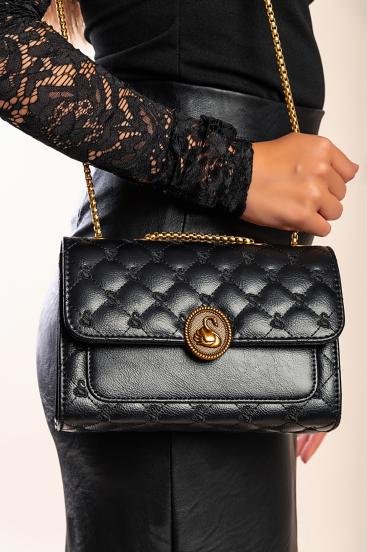 Small bag with quilted detail, black
