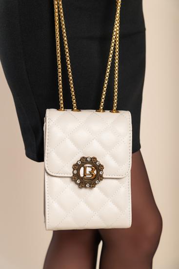 Elegant small bag with quilted detail, white