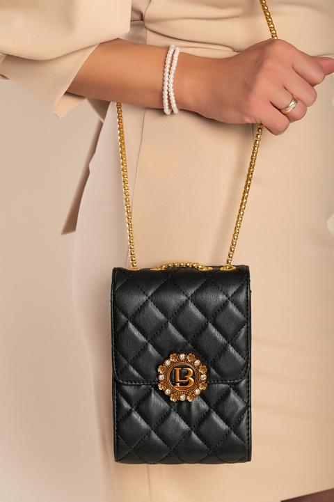 Elegant small bag with quilted detail, black