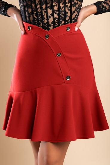 Miniskirt with decorative buttons, red