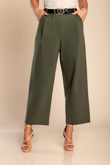 Elegant trousers with straight leg, olive