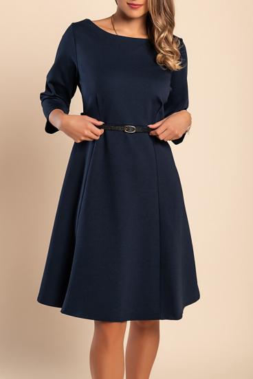 Elegant mini dress with belt, blue