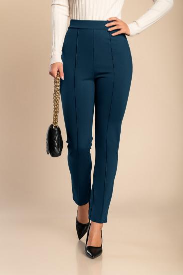 Elegant trousers with elastic waist, petrol