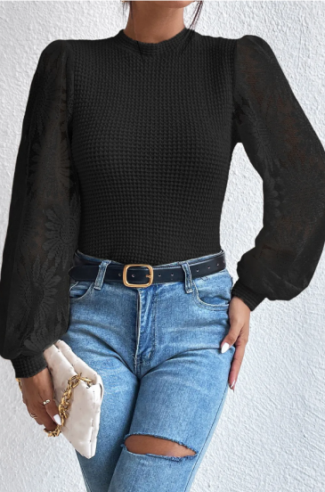 Sweater with embroidery, black