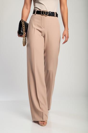 Elegant long trousers with straight leg, beige