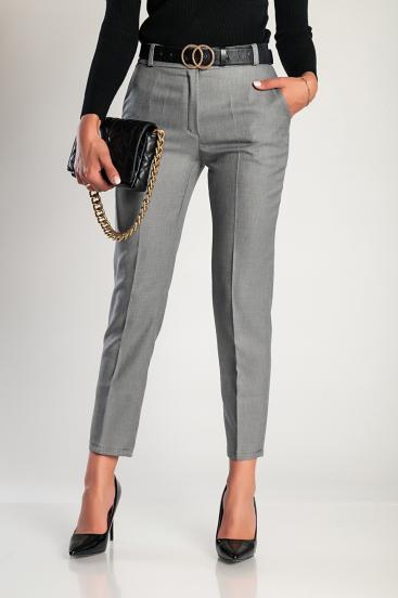 Elegant long trousers with fitted leg, light blue.