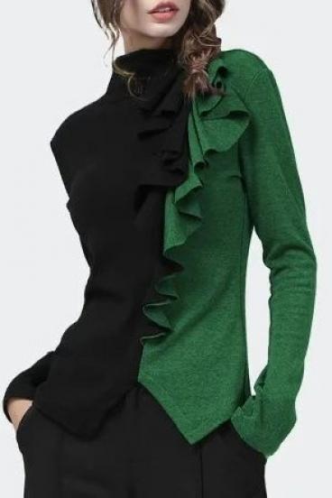 Top with ruffles, black and green