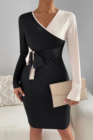 Elegant dress in two-tone combination, white and black