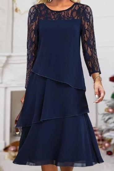 Elegant dress with lace, dark blue