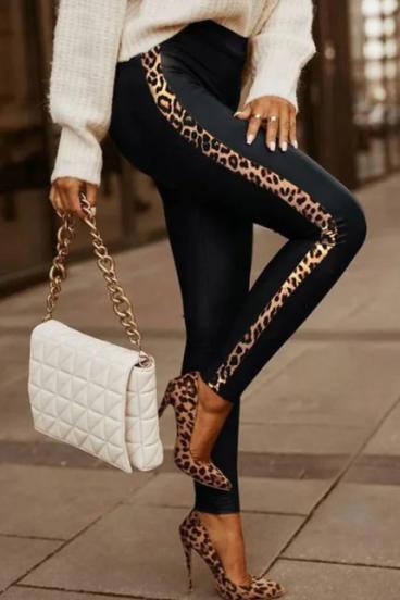 Elegant faux leather leggings, Margaretta, leopard