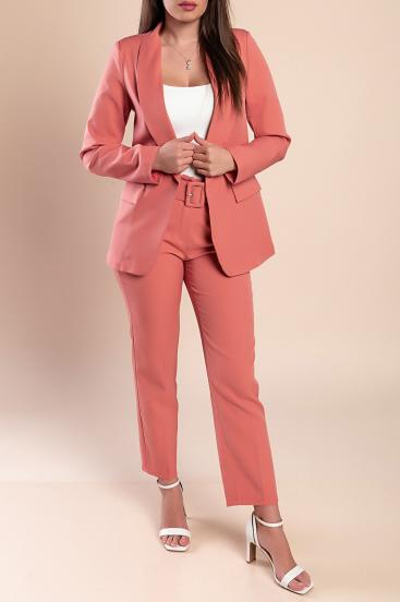 Elegant blazer and pants set, salmon color
