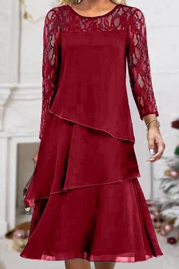 Elegant dress with lace, burgundy