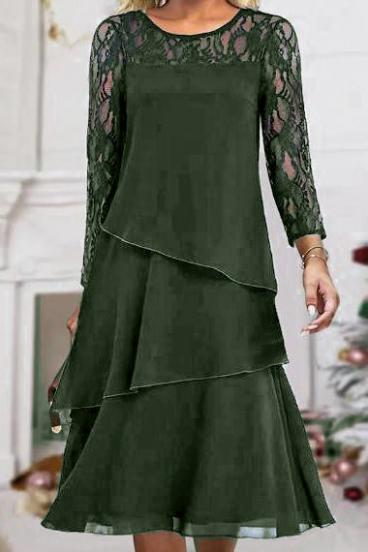 Elegant dress with lace, olive