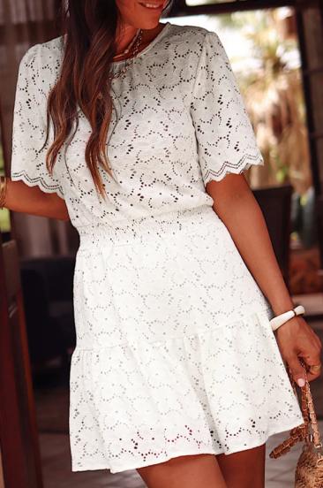 Short floral lace dress, beige