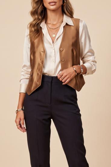 Elegant vest with buttons, brown