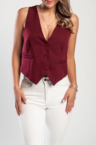 Elegant vest with buttons, burgundy