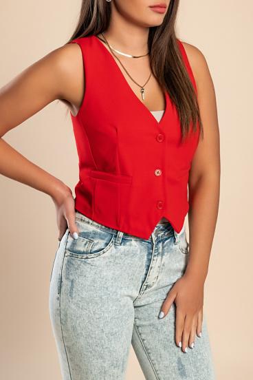 Elegant vest with buttons, red