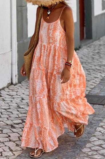 Long dress with print, orange