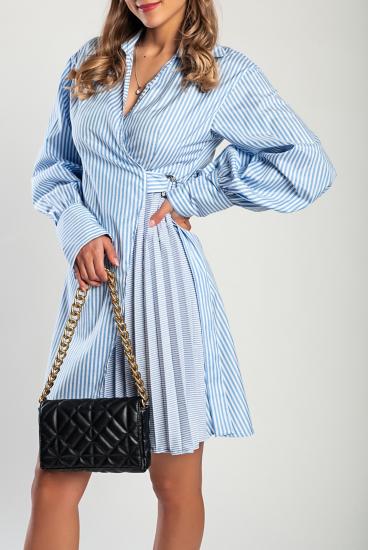 Mini dress with striped print, light blue