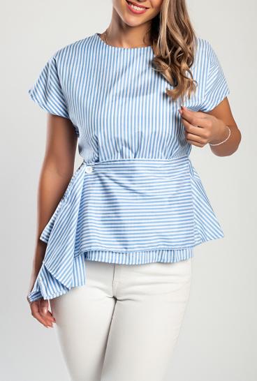 Blouse with striped print, light blue
