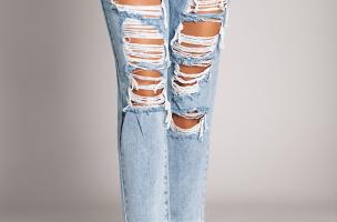 Ripped straight jeans Volenta, light blue