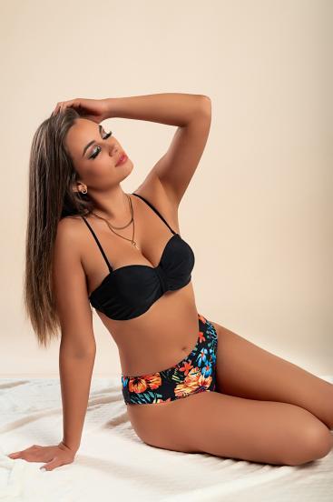 Two-piece swimsuit with padded bra, black