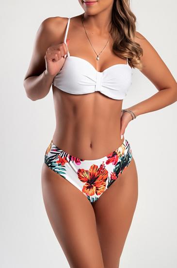 Two-piece swimsuit with padded bra, white