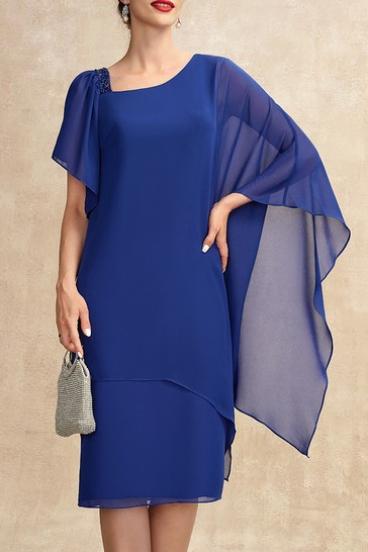 Elegant midi dress with sequins, blue