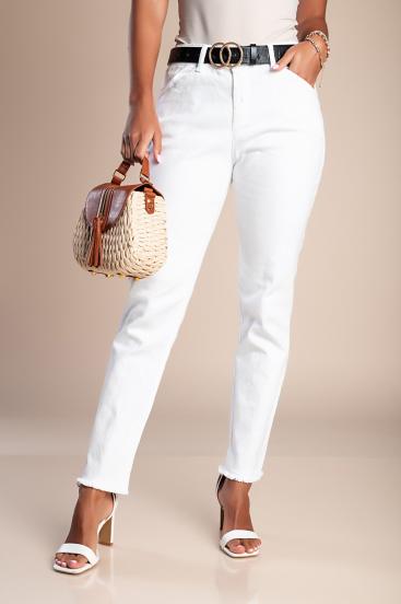 Skinny cotton pants, white
