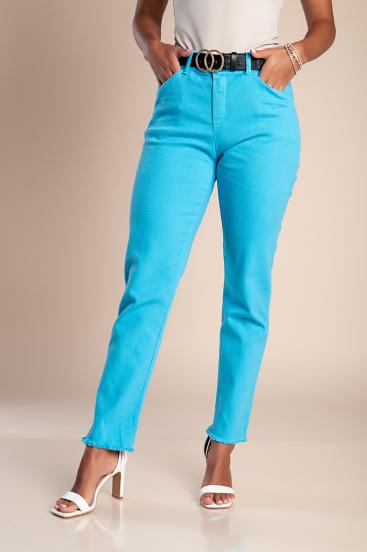 Tight cotton pants, turquoise