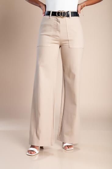 Cotton wide-leg trousers, brown
