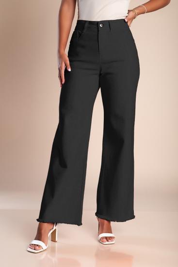 Cotton wide-leg pants, black