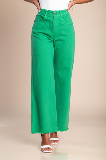 Cotton wide-leg trousers, green