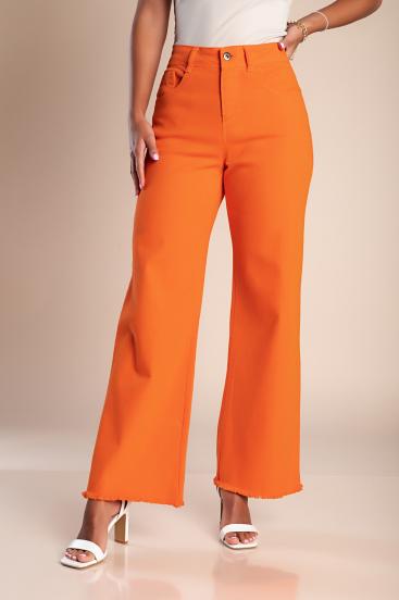 Cotton wide-leg trousers, orange