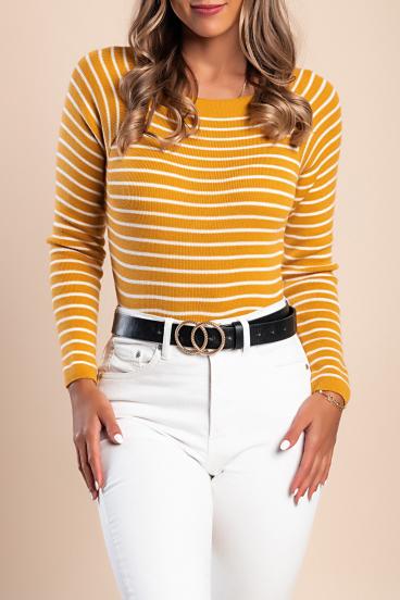 Knitted Top with striped print, yellow