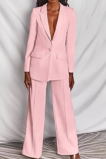 Elegant blazer and pants set, light pink