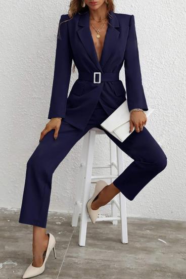 Elegant blazer and pants set, dark blue