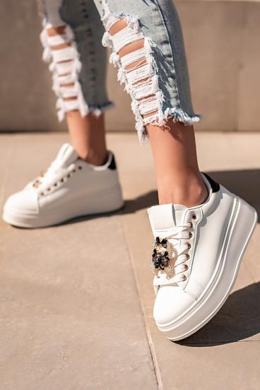 Fashion sneakers with decorative details, white/black