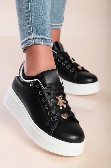 Fashion sneakers with decorative details, black/gold