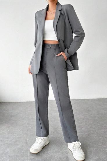 Blazer and long pants set, gray