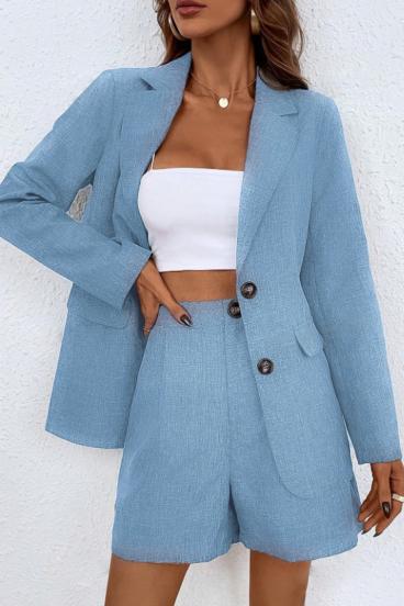 Elegant blazer and shorts set, blue
