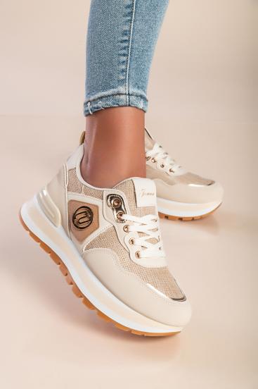 Fashion sneakers with decorative detail, beige