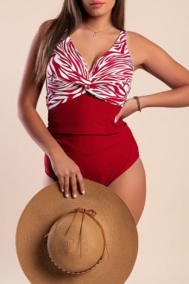One-piece swimsuit with print, red