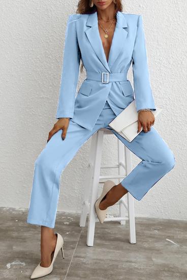 Elegant blazer and pants set, light blue