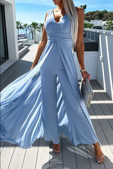 Elegant sleeveless jumpsuit, light blue