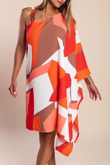 Elegant mini dress with print, red