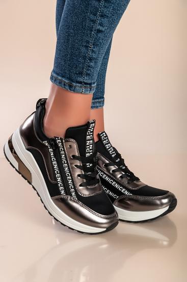 Fashion sneakers with inscriptions, black