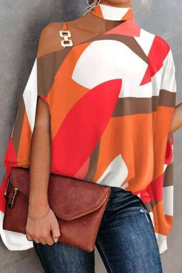 Elegant loose blouse with print, orange